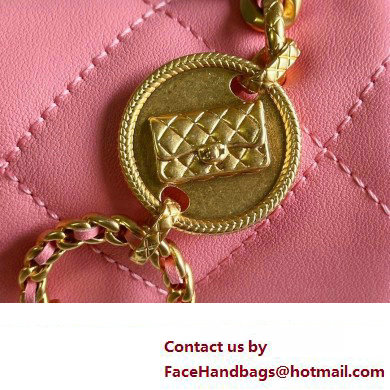 Chanel Lambskin  &  Gold-Tone Metal Badges Mini Flap Bag AS4274 Pink 2023